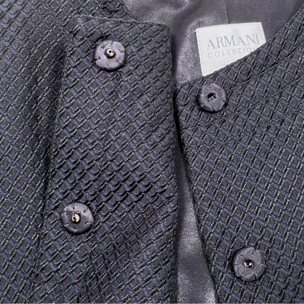 ARMANI COLLEZIONI wool silk blend  navy blue purple jacquard jacket RN 103723 - Picture 13 of 14